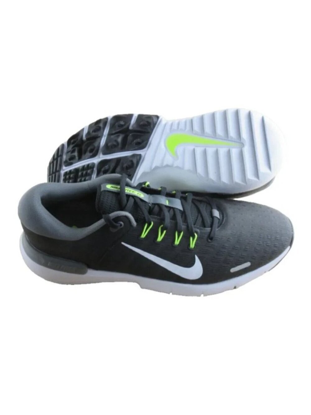 Men's Nike Free Golf NN Shoes Black White Swoosh Iron Grey Volt Size 11 NEW - Picture 2 of 7
